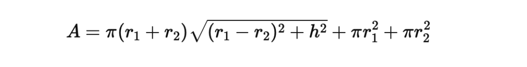 Conical Frustum Surface Area Calculator